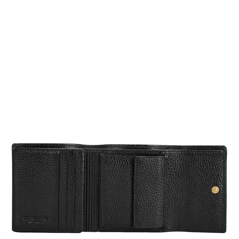 Da Milano Black Wax Leather Ladies Wallet - Black for Women | Best Price UAE